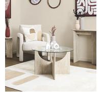 Table Basse - HOME DECO FACTORY - Pietra - Ronde - Verre - Multicolore