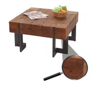 Mendler Table Basse HWC-A15, Table de Salon, Bois de Sapin Rustique Massif - Brun 70x70cm