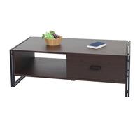 Mendler Table basse HWC-A27 – 41x120x60 cm, structure 3D métal MDF, brun foncé