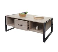 Table Basse Hwc-A27b, Table D'appoint, Structure 3d, 45x150x60cm Fsc-Certifié, Métal Aspect Chêne Multicolore