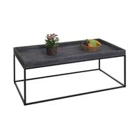 Table basse HWC-K71, table basse table d'appoint, bois massif métal 46x110x60cm gris foncé