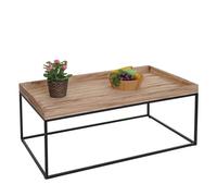 Table basse HWC-K71, table basse table d'appoint, bois massif métal 46x110x60cm naturel