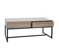 Table Basse Hwc-M41, Table De Salon Table D'appoint Table De Salon, Tiroir, Kubu Rotin Bois Mélamine, Aspect Chêne Multicolore