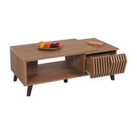 Table basse HWC-M45, Table de salon Table d'appoint Table de salon, design 3D Tiroirs 44x120x65cm, marron