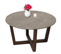 Table Basse Hwc-M61, Table D'appoint Table De Salon, Bois Massif Hpl Stratifié Mélaminé Ø80cm, Aspect Béton, Piétement Foncé Multicolore
