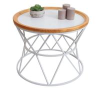 Table basse HWC-N32, Table basse d'appoint Table de salon Table de salon, structure métallique en bois Ø66cm blanc
