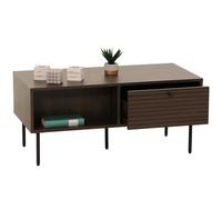 Table basse HWC-N78, table de salon table basse, style scandinave métal bois mélamine MVG 45x100x50cm brun foncé