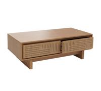 Table basse HWC-O33 table de salon table d'appoint 2 tiroirs 2 compartiments mélamine 40 x 120 x 60 cm - orme natur