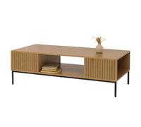 Table basse HWC-O39, table de salon table d'appoint, mélamine MDF 39x120x60cm naturel