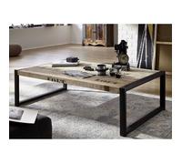 Table basse industrielle 140x80cm - Bois massif de manguier brut - Fer et bois imprimé - FACTORY 111