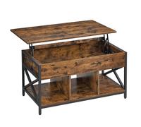 Table basse industrielle avec plateau relevable et compartiment de rangement - Réf. VK8681847466550