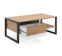 Table basse industrielle - Finori - Denver 55 - Chêne artisanal et gris anthracite - 100x55x40 cm - 1 tiroir