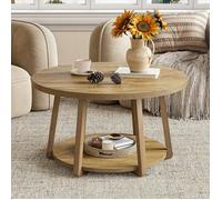 Table Basse Industrielle - Tribesigns - Table de Salon - Ronde - Marron - 80 x 80 x 50 cm