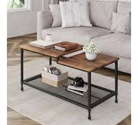 TABLE BASSE industrielle100X50X48cm Panneau de levage marron marron