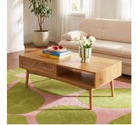 Table basse INES effet chêne et cannage rotin - Bois