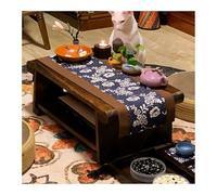 Table basse japonaise à 2 niveaux - Design zen rétro en bois - Accent minimaliste pour salon et chambre à coucher - Finition marron élégante - Idéale pour profiter du thé et du café dans les maisons