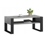 Table Basse KAJA Béton/Noir - Table de salon avec étagère - 100x53.6x50 cm