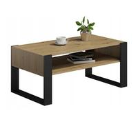 Table Basse KAJA Chêne Artisan/Noir - Table de salon avec étagère - 100x53.6x50 cm
