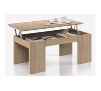 Table basse - Kendra - 100 x 50 x 43 cm - Panneau relevable - Chêne