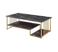 Table basse Klibro acier aspect marbre noir or