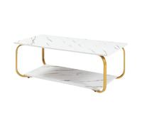 Table basse Kolta 120 x 60 x 43 cm aspect marbre blanc or