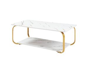 Table basse Kolta 120 x 60 x 43 cm aspect marbre blanc or