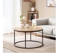 Table basse Kuhmoinen ronde diamètre 80 cm noir et effet bois