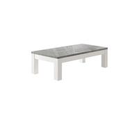 Table Basse L127cm Laquée Blanc et Gris Marbré - DEYTON - ALTOBUY Gris G