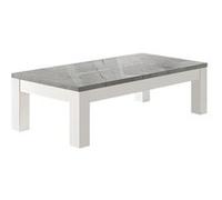Table Basse L127cm Laquée Blanc et Gris Marbré - DEYTON - ALTOBUY Gris G