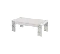 Table Basse L130cm Laquée Blanc et Effet Marbre - PRAVA -