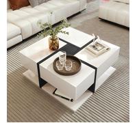 Table basse - LANGTU - 78 x 78 x 36 cm - 4 tiroirs - Haute brillance - Carrée