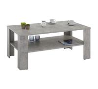 Table basse LORIENT, table de salon rectangulaire avec 1 étagère espace de rangement ouvert, en mélaminé décor béton