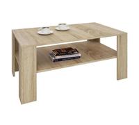 Table basse LORIENT, table de salon rectangulaire avec 1 étagère espace de rangement ouvert, en mélaminé décor chêne sonoma