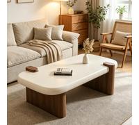 Table basse luxe Mid-Century, assemblage mortaise tenon haute qualité | Table basse plateau lisse étanche et antitache, pieds bois massif épais offrant une haute capacité de charge(39.4x19.7")