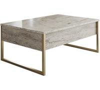 Table basse Luxe travertin or 90 x 60 x h40cm