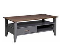 Inter Link - Table Basse - Table en Bois Massif - Table de Salon - Table Basse - Pin Massif - Panneau de Particules revêtu- Artisan Aspect chêne - Anthracite - Luzerna
