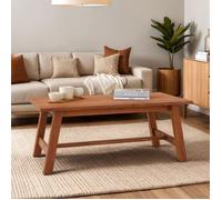 Table basse LUZERNA rectangulaire pour salon en bois massif brun foncé, 110 x 45 cm, design moderne minimaliste, pieds en bois