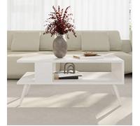 Table basse Lycksele avec espace de rangement 40 x 90 x 45 cm blanc [en.casa]