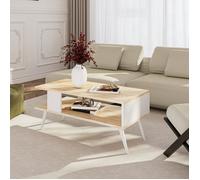 Table basse Lycksele avec espace de rangement 40 x 90 x 45 cm effet chêne - blanc [en.casa]