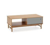 Table Basse Magnus 1 Porte Coulissante et 1 Creux, Bois Massif, Longueur 110 cm