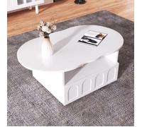 Table basse Maisentiel Cloud forme nuage blanc 100x60x40,5 cm plateau en particle board avec tiroir intégré