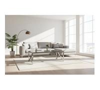 Table Basse MAJESTIQUE Rectangle Plateau Verre Trempé Transparent Pieds Chrome 120x60x45cm