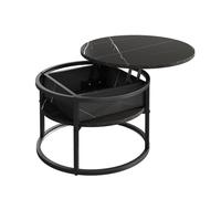 Vicco Table Basse Marlo, Noir/marbre Blanc, 57x57cm | avec plateau rabattable pour une utilisation flexible dans l’espace de vie