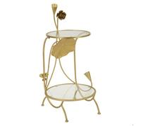 Table basse à 2 étagères en métal doré et verre, ø 40 x 78 cm