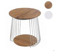 Table basse MCA HWC-P60 Métal MDF ronde Ø 50 cm marron