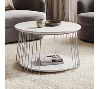 Table basse MCA HWC-P60, table d'appoint, table basse, table de salon, métal MDF ronde Ø 70 cm blanche