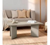 Table basse MESA pour salon en bois massif gris, Design rectangulaire moderne, Pieds angulaires, 110 x 45 x 60 cm