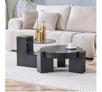Table basse - MINIMAL - MINIMAL HOME - set séparable - verre gris - MDF noir