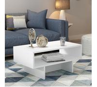 Table basse Mjölby avec espace de rangement 37 x 80 x 45 cm blanc [en.casa]