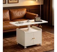 Table Basse Moderne à Plateau Relevable avec Rangement Caché et Roulettes | Table à Manger Pliable Gain de Place pour Petits Appartements(A)